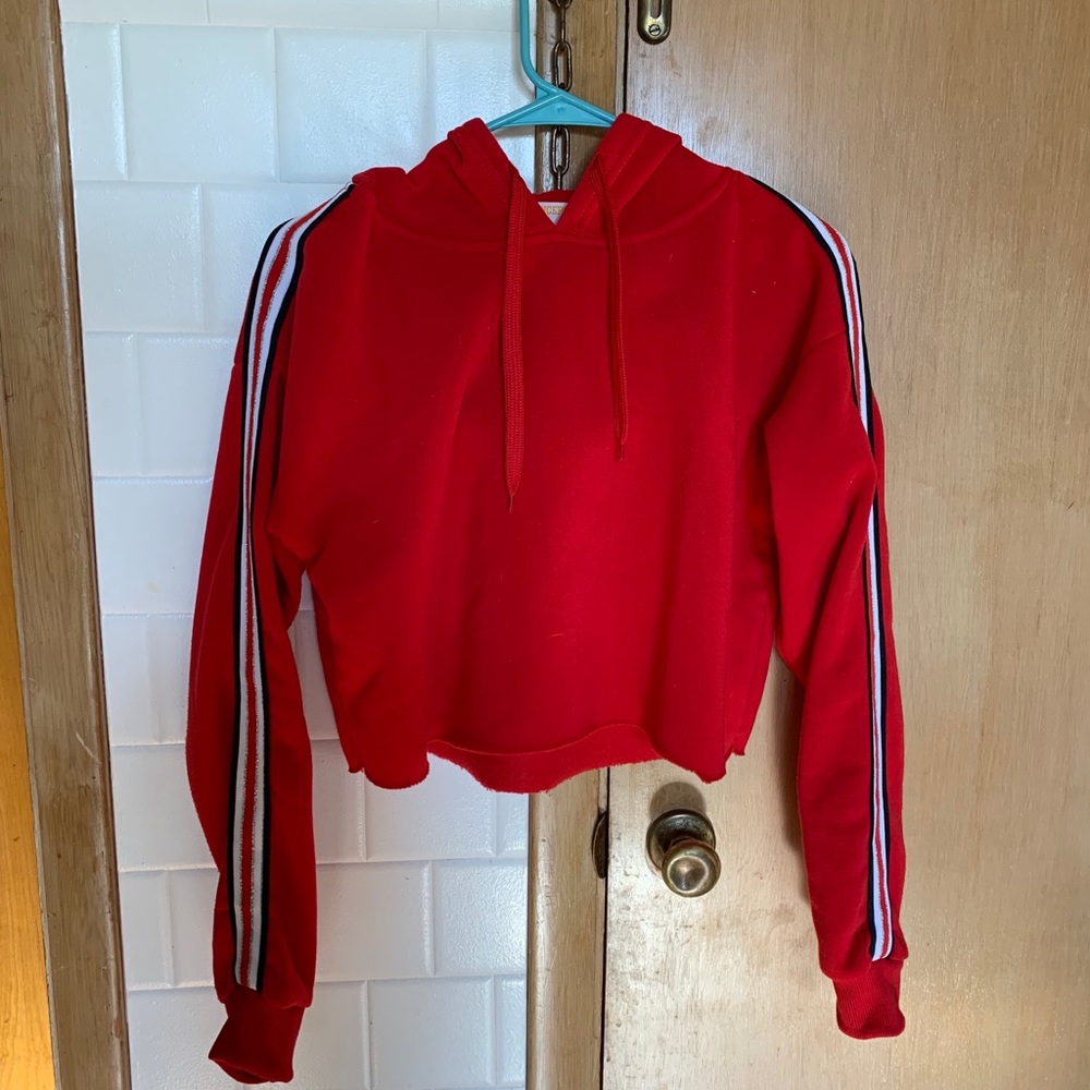 Red Cropped Top Hoodie